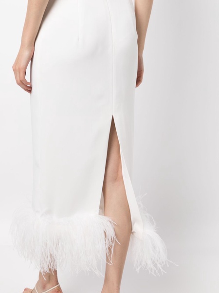 Minelli feather-trim midi dress