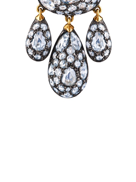 18kt gold diamond Modern Girandole pendant earrings