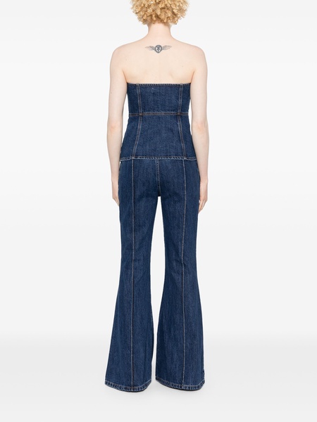 denim flared trousers set