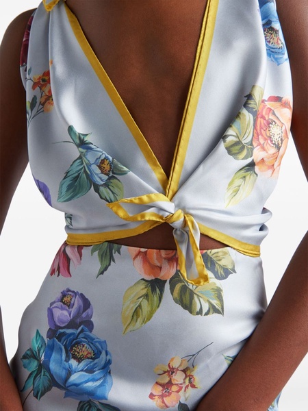 floral-print silk-twill mini dress