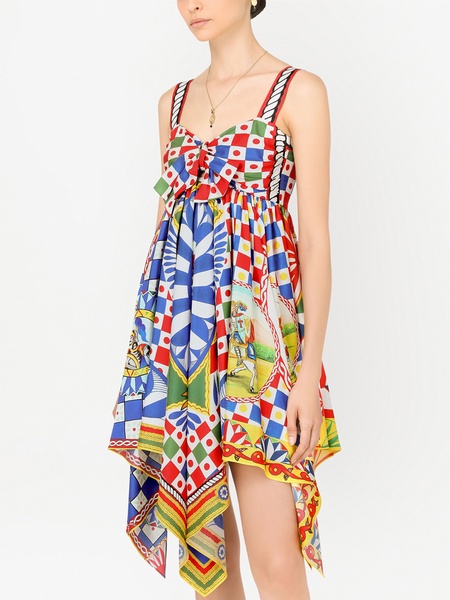 Carretto-print twill minidress