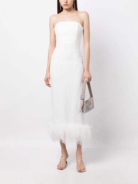 Minelli feather-trim midi dress