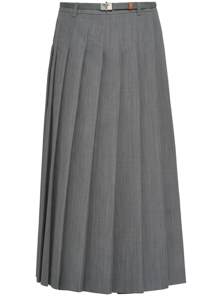 pleated wool midi skirt 