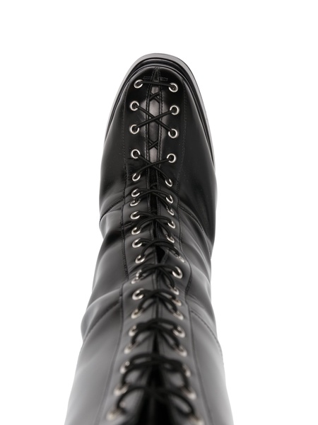 lace-up leather platform boots