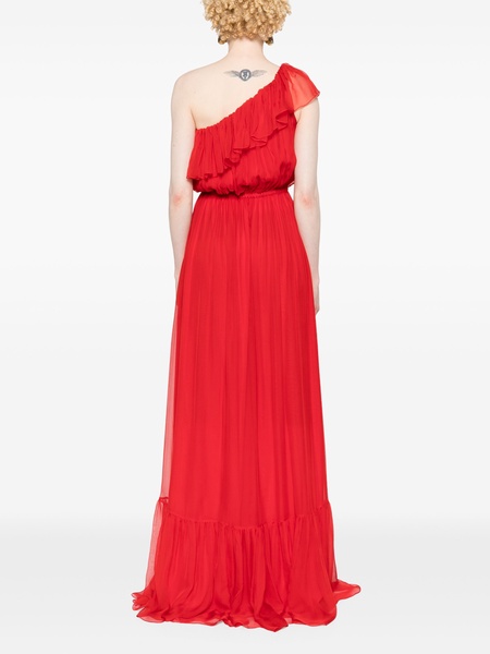 one-shoulder silk maxi dress