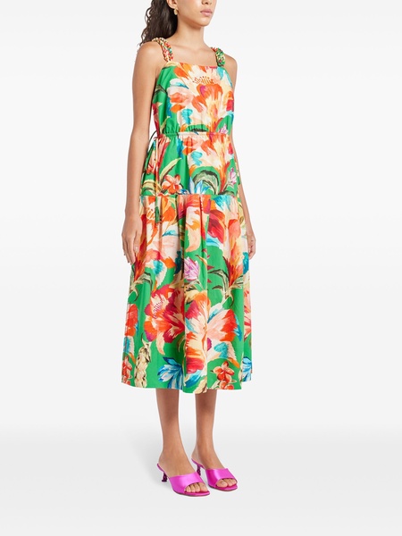 Green Tropicart Sleeveless midi dress