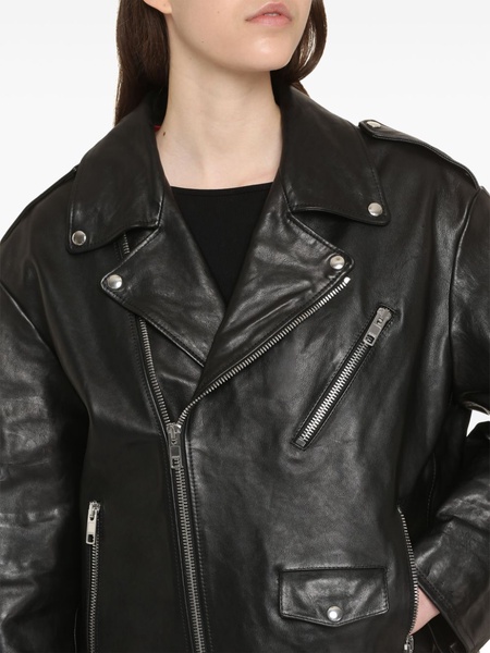 oversize biker leather jacket