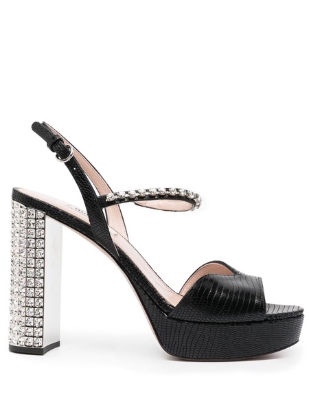 crystal-embellished embossed sandals