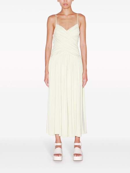 ruched slip midi dress