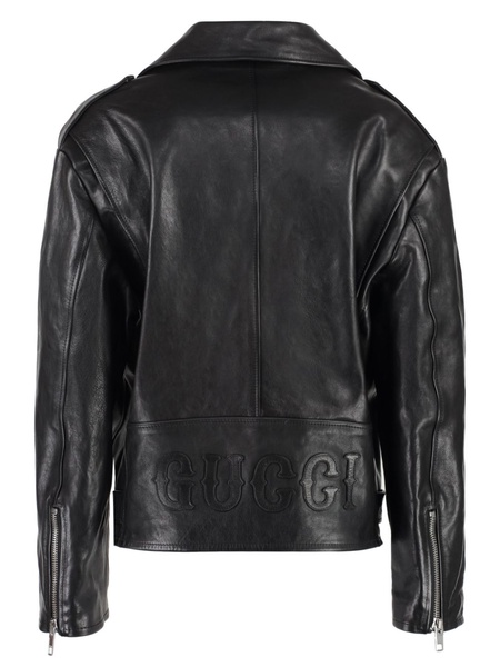 oversize biker leather jacket