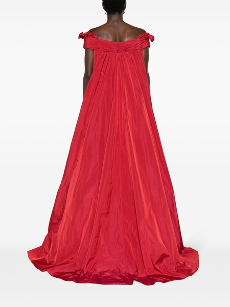 cape-effect taffeta gown