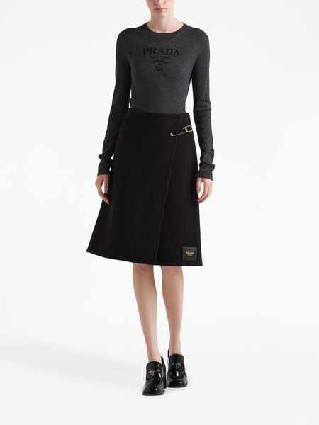 safety pin-embellished midi skirt