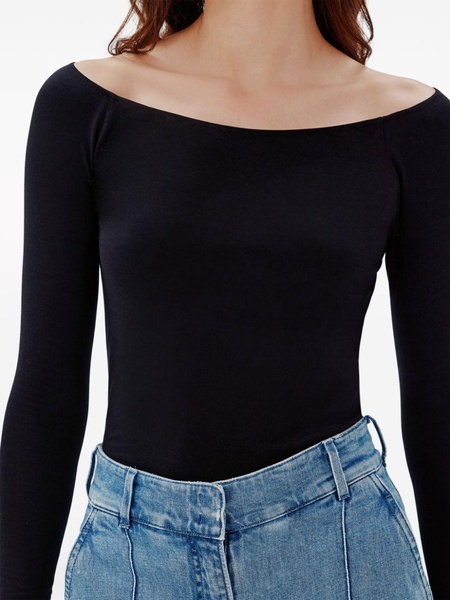 Leotard boat-neck top