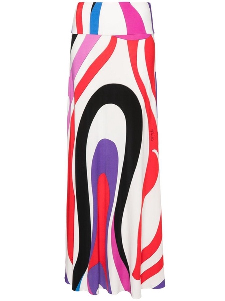 Marmo-print long skirt