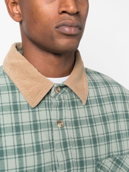 Corduroy-Trimmed Checked Cotton-Flannel Shirt