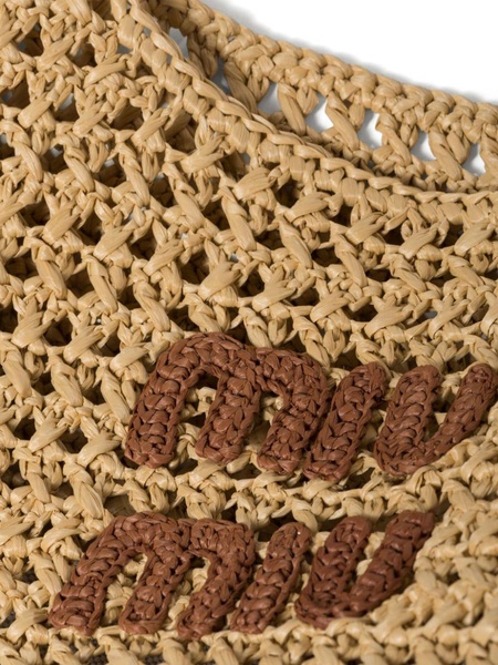 logo-appliquéd raffia tote bag