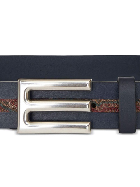 logo-plaque leather belt