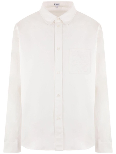 Anagram-embroidered cotton shirt