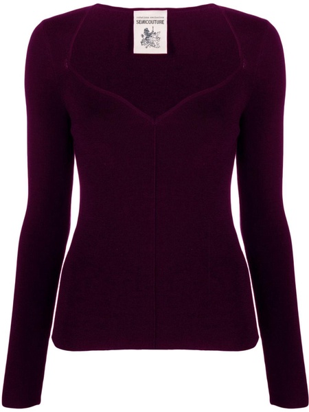 sweetheart-neck virgin-wool top