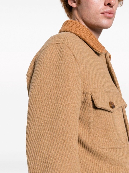 knit-trim button-up jacket