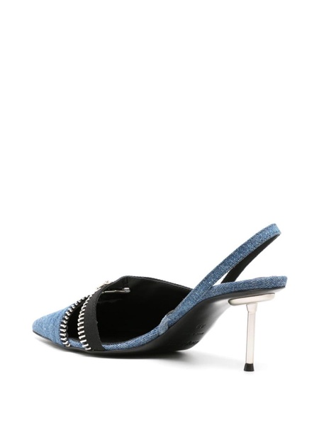 75mm denim slingback pumps