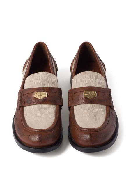 penny-appliqué panelled loafers