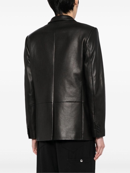 single-breasted leather blazer