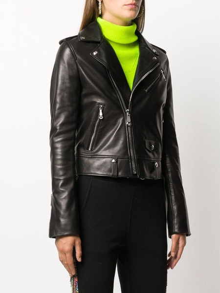 zipped biker jacket