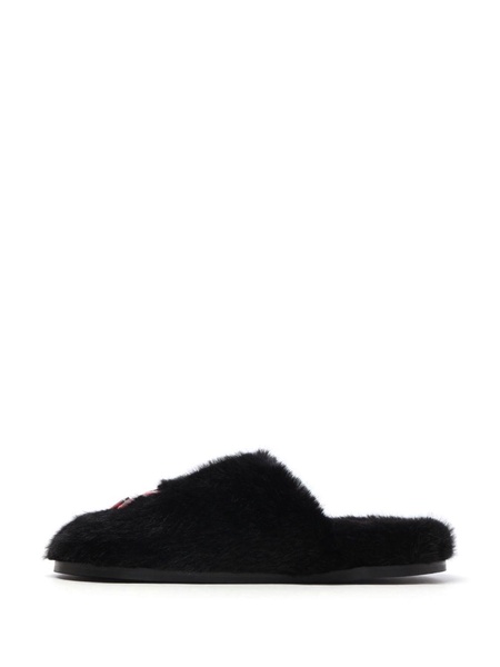 crystal-embellished faux-fur slipers