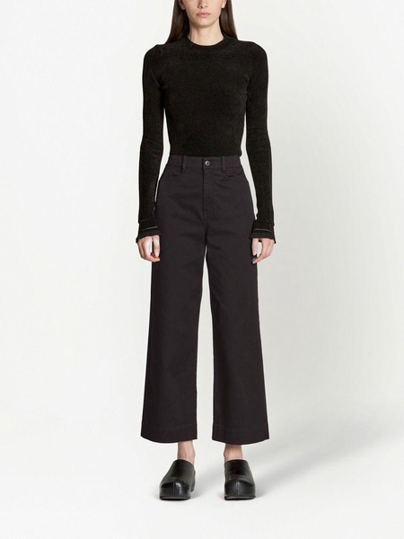 cropped cotton twill culottes