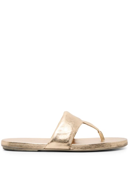 Spanciata metallic-leather flip flops