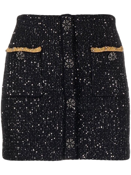 Sequined high-rise bouclé miniskirt