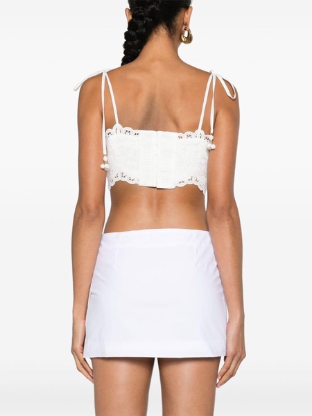 ZIMMERMANN Ivory Embroidered Cotton Bandeau Top