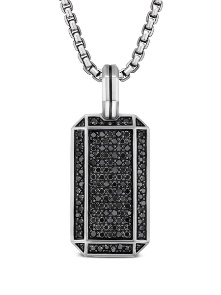 sterling silver black diamond tag amulet