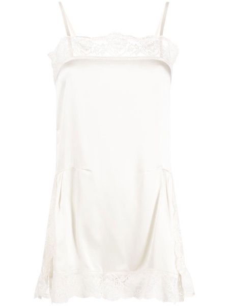 lace-trim silk slip dress