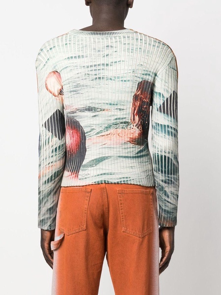 graphic-print ribbed jumper