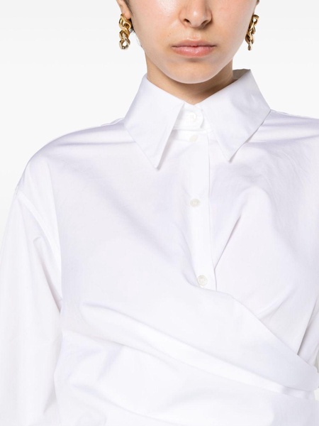 crossover-detail poplin shirtdress