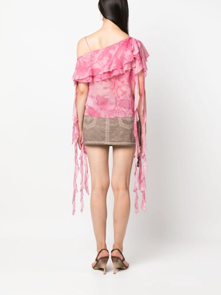 ruffled asymmetric silk blouse