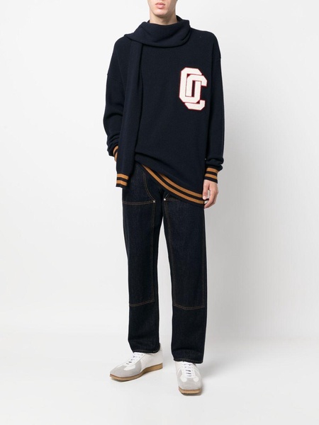 logo-patch knitted varsity jumper