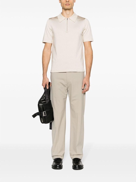 short-zip piqué-weave polo shirt