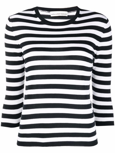 striped three-quarter sleeve jumper