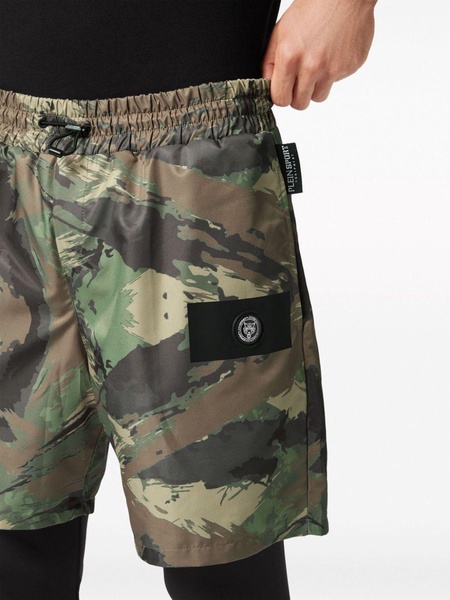 Running camouflage-print shorts