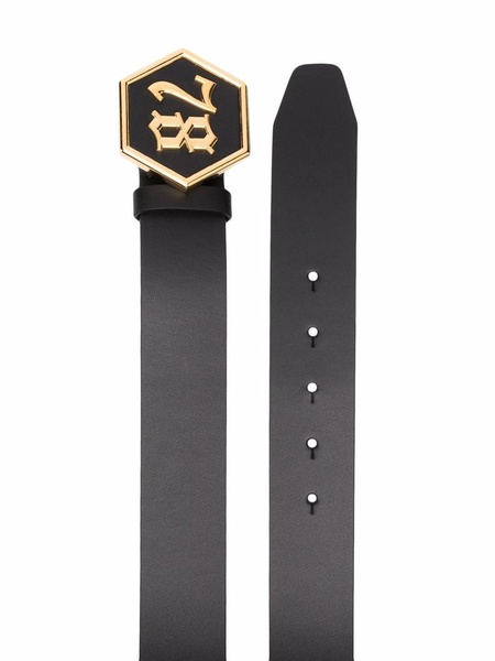 gothic logo-buckle belt