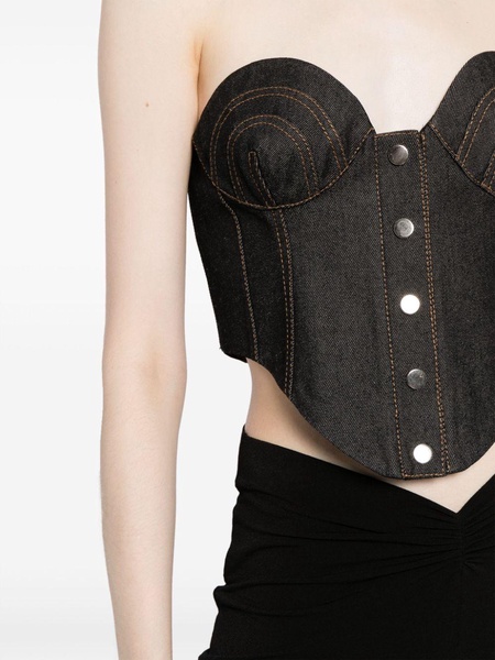 contrast-stitching denim corset