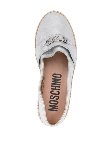 logo-lettering leather espadrilles