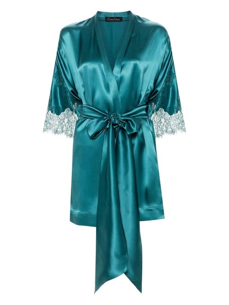 lace-trim silk robe