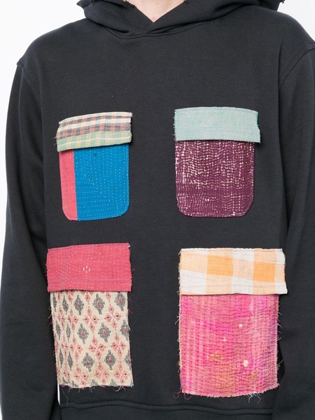 patchwork cotton hoodie