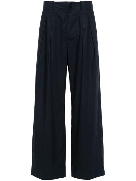 pleated straight-leg trousers