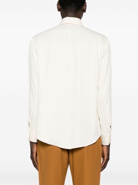 pointed-collar satin-finish shirt