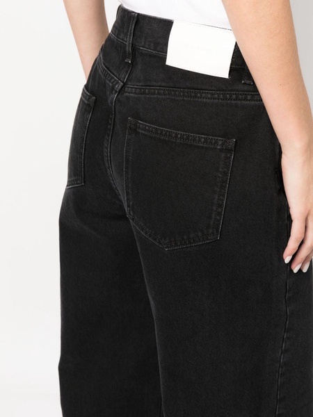 dark-wash wide-leg jeans